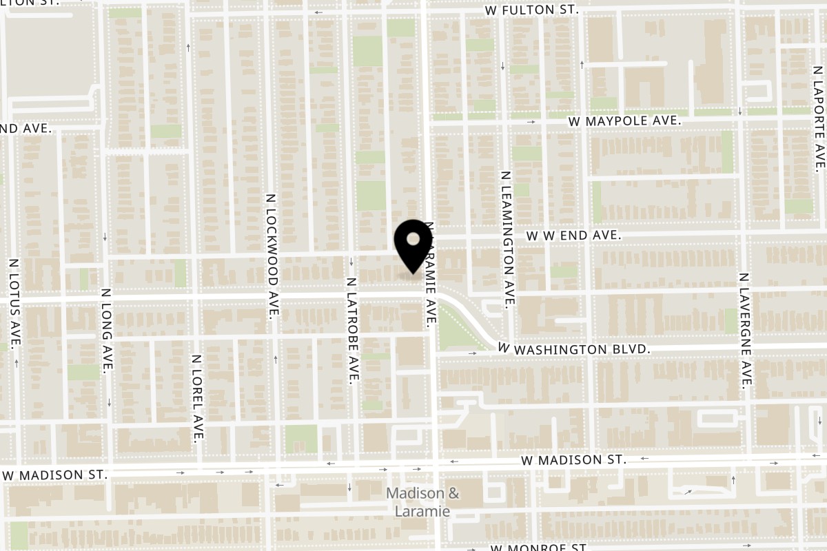 Map showing the location of Watta Potato by Yogis Bistro on 5202 W Washington Blvd in Chicago
